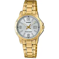 Жіночий Годинник Casio Lady Classic LTP-V004G-7B2UDF, срібний із золотим браслетом