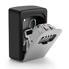 Сейф для ключів із кодовим замком чорний Антивандальний зовнішній міні сейф CH-801 сірий