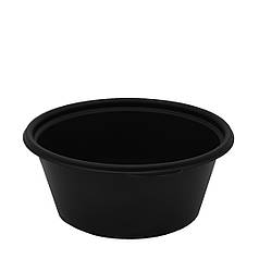 Супник пластиковий круглий для холодних і гарячих страв Чорний 500 мл Без кришки 50шт/уп