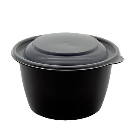 Супник пластиковий круглий для холодних і гарячих страв Чорний 750 мл Без кришки 50шт/уп, фото 2