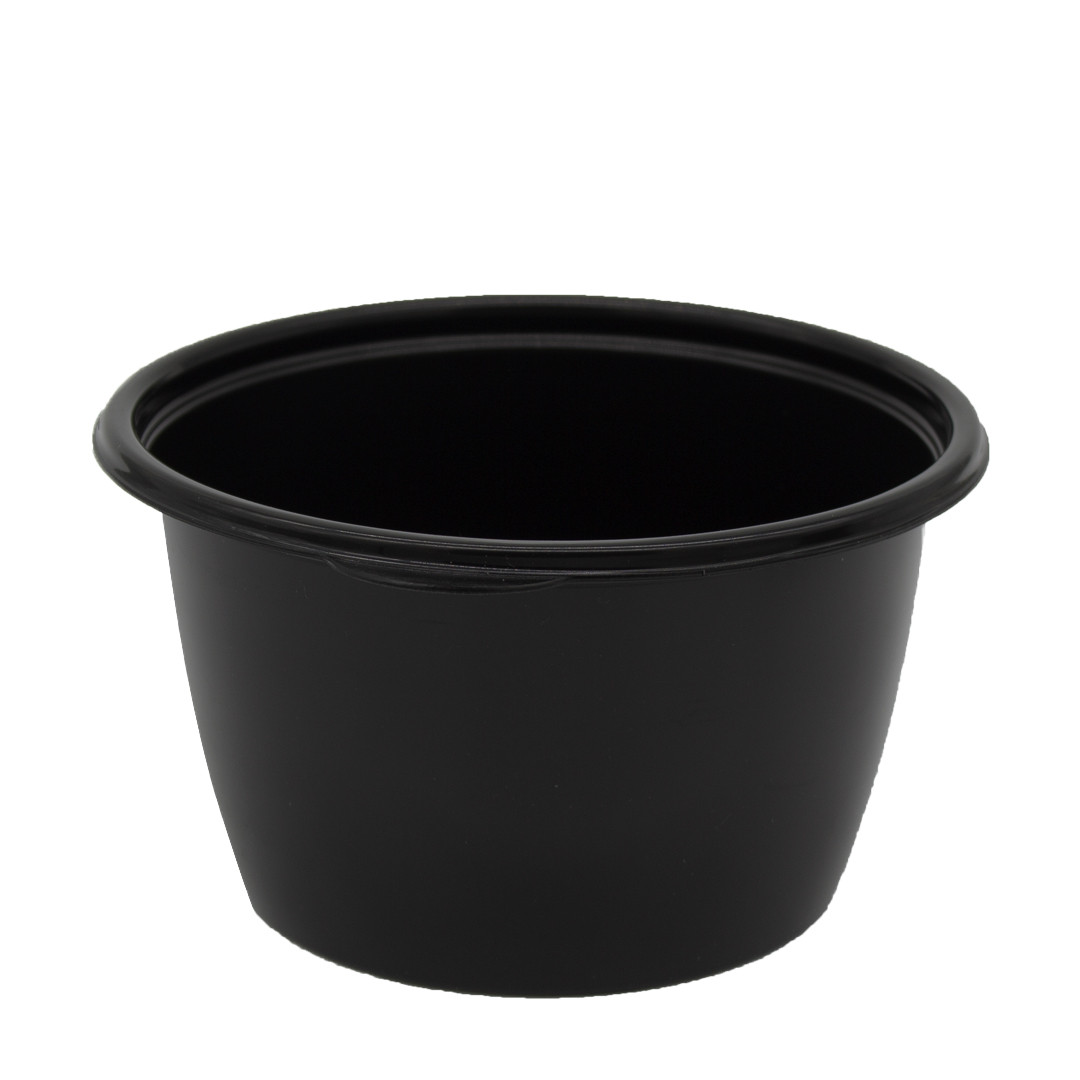 Супник пластиковий круглий для холодних і гарячих страв Чорний 750 мл Без кришки 50шт/уп
