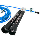 Скакалка швидкісна PowerPlay 4202 Ultra Speed Rope Синя (2,9m.), фото 3