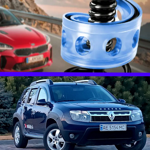 Автобафери силіконові на передні пружини Renault Duster 2011- (проставки, подушки пружини)