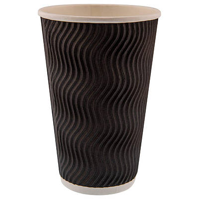 Гофрований стакан 450мл чорний (25шт)