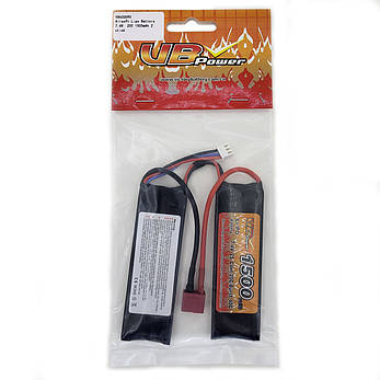Акумулятор LiPo 7.4V 1500mAh - 2 stick 20-40C Т-конектор (VBPower) (для страйкболу), фото 3