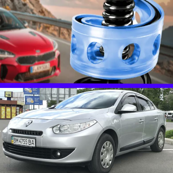 Автобафери силіконові на передні пружини Renault Fluenct 2009 — (проставки, подушки пружини)