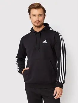 Чоловічі худі утеплене Adidas 3 Stripe Fleece Hoody Black р. M, L