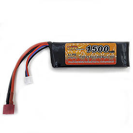 Акумулятор LiPo 7.4V 1500mAh - stick 20-40C моноблок Т-конектор (VBPower) (для страйкболу)