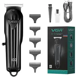 Тример машинка для стриження волосся VGR V-982 Professional 4 насадки LED Display Top