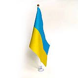 Прапорець України набір із 3-х штук поліестер 14*21 см на паличці з присоскою, фото 6