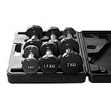 Набір гантелей в кейсі 9 кг. PowerPlay 4121 Fitness Dumbells (2 шт.*1кг. 2 шт.*1,5кг. 2шт.*2кг.), фото 4