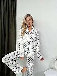 Жіноча Муслінова піжама СОРОЧКА+ШТАНЦІ ЧОРНІ СЕРЦЯ