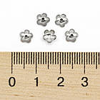 Шапочки для Бусін, Нержавіюча Сталь, Квіток, Сталь, Діаметр 6мм, Товщина 2мм, Отвір 1мм, 10шт/уп, фото 4