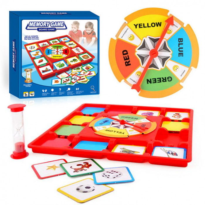 Настільна гра для розвитку пам'яті для дітей і всієї сім'ї, з рулеткою і пісочним годинником