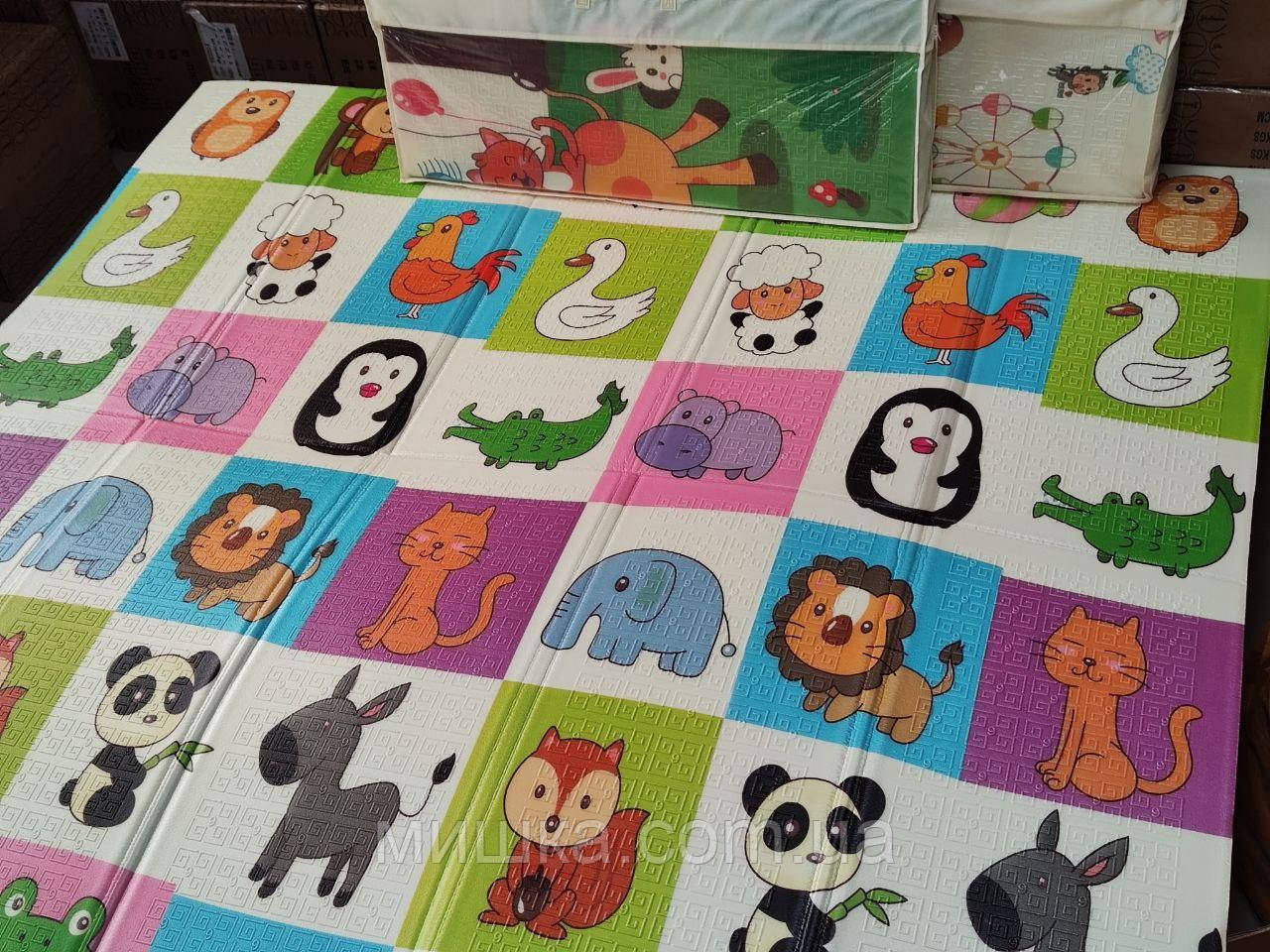 Ігровий термокилимок 2000*1800*8 мм, підлоговий двосторонній бэбипол в сумці, жираф, фото 1