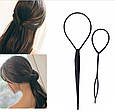 2 петлі для зачісок чорні петлі для волосся маленькі петелькі для моделювання зачіски створення хвоста, фото 2