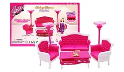Вітальня для ляльок Барбі меблі лялькові диван 2 крісла стіл торшери Gloria