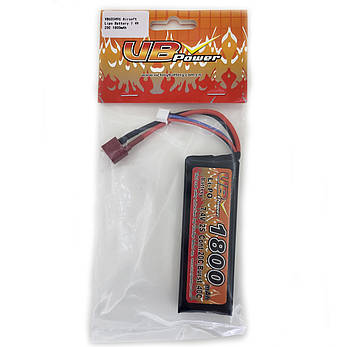 Акумулятор LiPo 7.4V 1800mAh - stick 20-40C моноблок Т-конектор (VBPower) (для страйкболу), фото 4