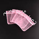 Подарунковий Мішечокб з Органзи, Прозорий, Рожевий, 10x8 см, 10 шт., фото 2