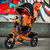 Велосипед трехколёсный (надувные колеса, родительская ручка) Lamborghini L2 Air L2000 Черно-оранжевый