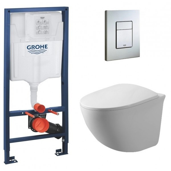 Інсталяція GROHE Rapid SL 38772001 + Підвісний унітаз DUSEL SENTIA + Сидіння Slim Soft-Close + Панель змиву.