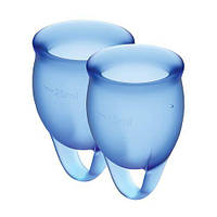 Набор менструальных чаш Satisfyer Feel Confident (dark blue), мешочек для хранения, 15 и 20 мл.