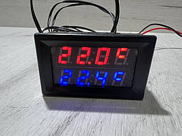 Цифровий універсальний термометр з двома виносними датчиками температури -20°C ~ 110°C 6 - 28 вольта Врізний