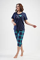 Комплект футболка и бриджи пижама женская большие размеры 56-58 хлопок трикотаж Vienetta (Турция)