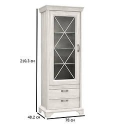 Вітрина з підсвічуванням у вітальню Kashmir 78 см сосна біла в стилі прованс