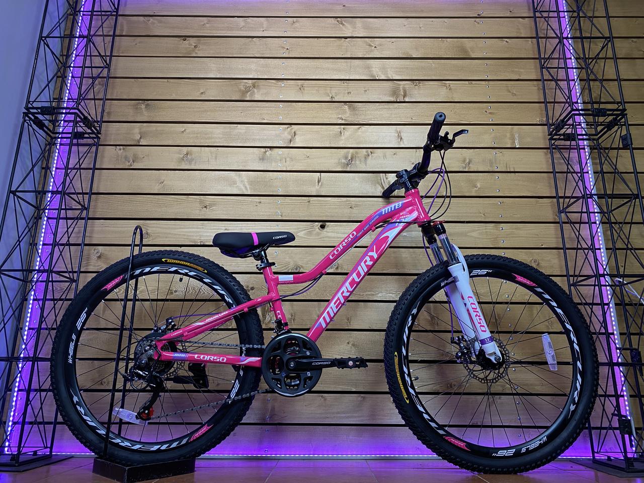 Велосипед жіночій гірський спортивний 26" Corso MERCURY MR-26360 рожевий на зріст 130-145 см