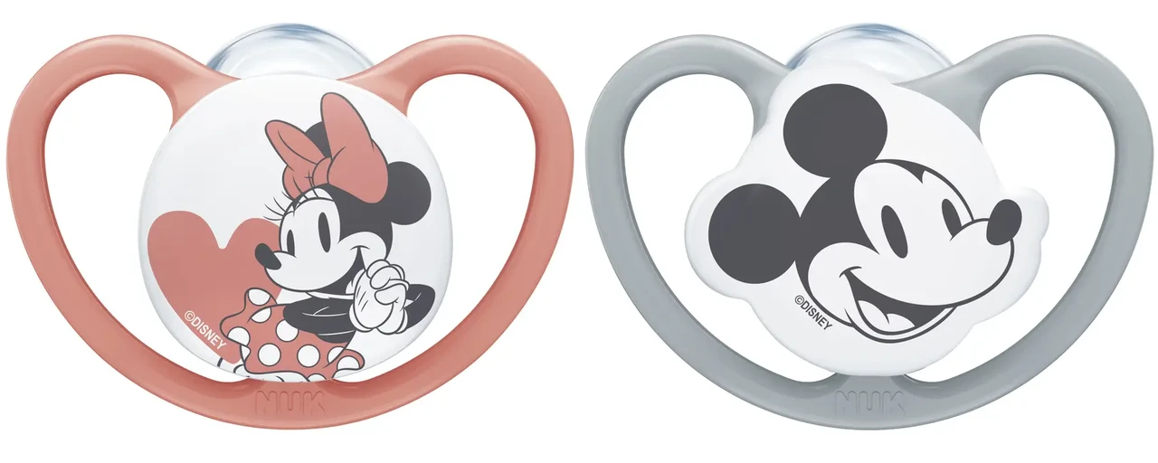 Пустушка ортодонтична NUK силіконова Space Mickey, розмір 1, 2 шт в уп, для дівчинки