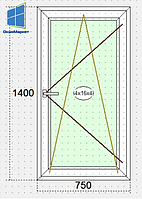 Поворотно-откидное пластиковое окно эконом 750