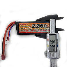 Акумулятор LiPo 7.4V 2200mah - stick 25-50C моноблок Т-конектор (VBPower) (для страйкболу), фото 3