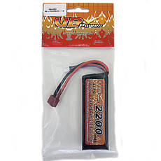 Акумулятор LiPo 7.4V 2200mah - stick 25-50C моноблок Т-конектор (VBPower) (для страйкболу), фото 5