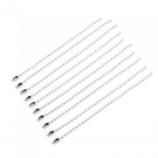 Ланцюжок Кульковий із Застібкою, для Іграшок, цінників, Бирок, Паяний, Колір: Білий, Розмір: 115-120 мм, (10 шт.)