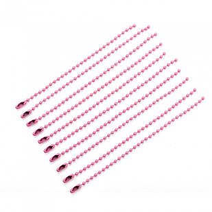 Ланцюжок Кульковий із Застібкою, для Іграшок, цінників, Бирок, Паяний, Колір: Рожевий, Розмір: 115-120 мм, (10 шт.)