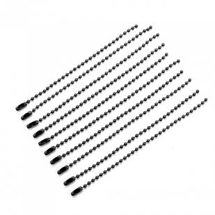 Ланцюжок Кульковий із Застібкою, для Іграшок, цінників, Бирок, Паяний, Колір: Чорний, Розмір: 115-120 мм, (10 шт.)