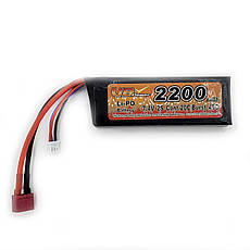 Акумулятор LiPo 7.4V 2200mAh - stick 20-40C моноблок Т-конектор (VBPower) (для страйкболу), фото 3