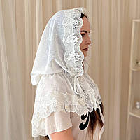 Палантин "Королівський" для дорослих Молочний Льон жаккард арт.91448789  80*120 см(р)