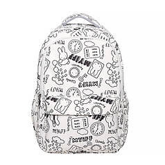 Рюкзак Lesko 601928 White 20L з написами та малюнками підлітковий