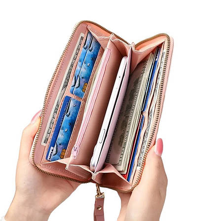 Стильний жіночий гаманець на блискавці зі штучної шкіри, SKY BLUE, фото 2