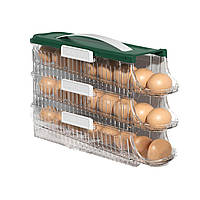 Органайзер контейнер для зберігання яєць на дверцята холодильника 3 яруси Зелений