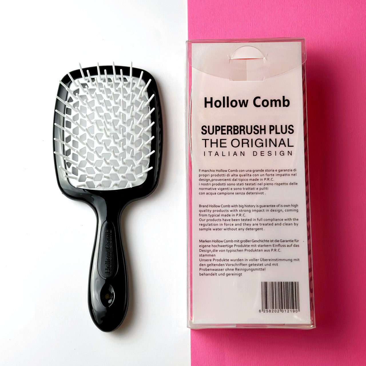 Гребінець для волосся Superbrush Plus Hollow Comb, чорний/білий
