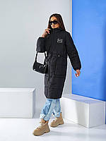 Модная удлиненная зимняя женская куртка пальто в расцветках Удлинённая зимняя куртка 46/48, Черный