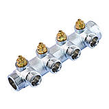 Колектор вентильний з адаптером Koer KR.1127-4 - 1"x4 - 3/4 Ways (євроконус-площина) (KR4948), фото 3