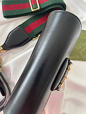 Жіноча чорна шкіряна сумка Gucci Horsebit 1955 GG Supreme груччі гучі плечова сумка, фото 4