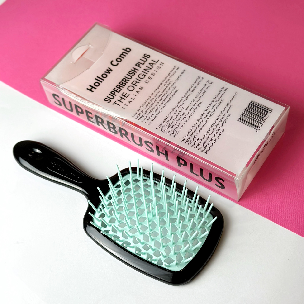 Гребінець для волосся Superbrush Plus Hollow Comb, чорний/м'ятний, фото 1