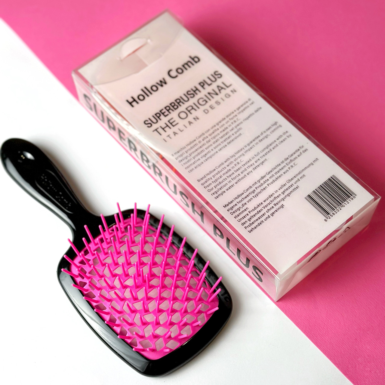 Гребінець для волосся Superbrush Plus Hollow Comb, чорний/малиновий