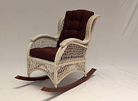 Кресло-качалка плетеное из белого натурального ротанга для дома, террасы, балкона