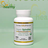 Органическая спирулина, 1500 мг, California Gold Nutrition, 60 таблеток (500 мг в 1 таблетке)